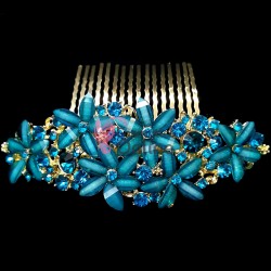 Accesoriu modern pentru decor par CA039FF Auriu cu cristale Turcoaz